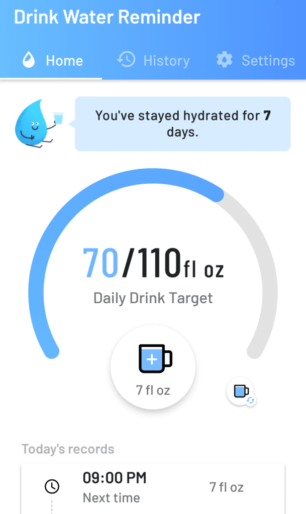 Drink Water Reminder - Dashboard